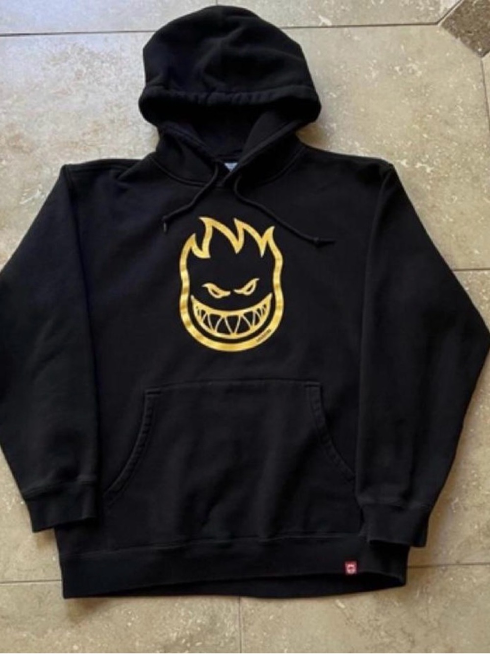 Spitfire Black Hoodie with Gold Flame Logo